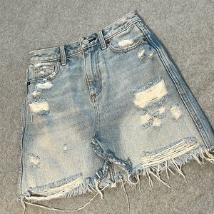 Abercrombie And Fitch Zoe Denim Mini Skirt Size 24 Boho Distressed Grunge Skater